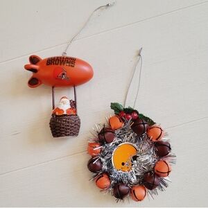 NFL Cleveland Browns Christmas Ornaments (2) - Like New
